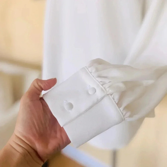 River Island White Long Sleeve Cutout Top Size 14 - Picture 8 of 13